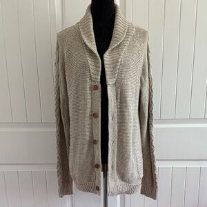 7 Diamonds Light Brown Shawl Collar Cardigan for men